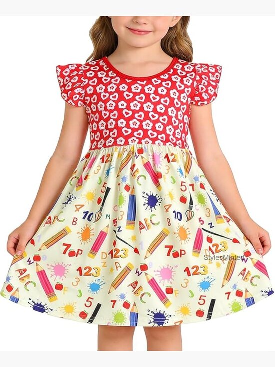 Other - Kids Flutter Sleeve Ruffle Bottom A-Line Dress Back to School